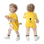 Summer Baby Bodysuit with 3D Tiger Tail Kids Short Sleeve Cotton Onesie Wholesale Snap Button Closure