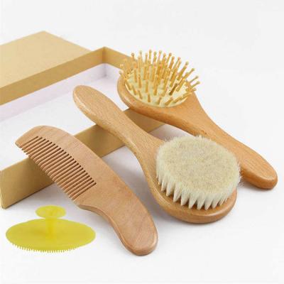 Baby Care Shampoo Brush Soft Nylon Baby Massage Airbag Solid Wood Cushion Comb Set Manufacturer Wholesale