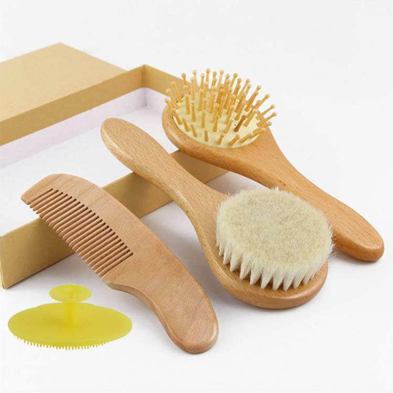 Baby Care Shampoo Brush Soft Nylon Baby Massage Airbag Solid Wood Cushion Comb Set Manufacturer Wholesale