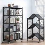 Direct Selling 5 Tier Household Metal Foldable Storage Rack Shelving Units Holders Folding Shelf Rack