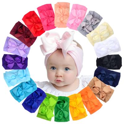 Wholesale Grosgrain Ribbon Bow Headbands Baby Girls Nylon Elastic Hair Band Handmade Hair Accessories for Baby Girls